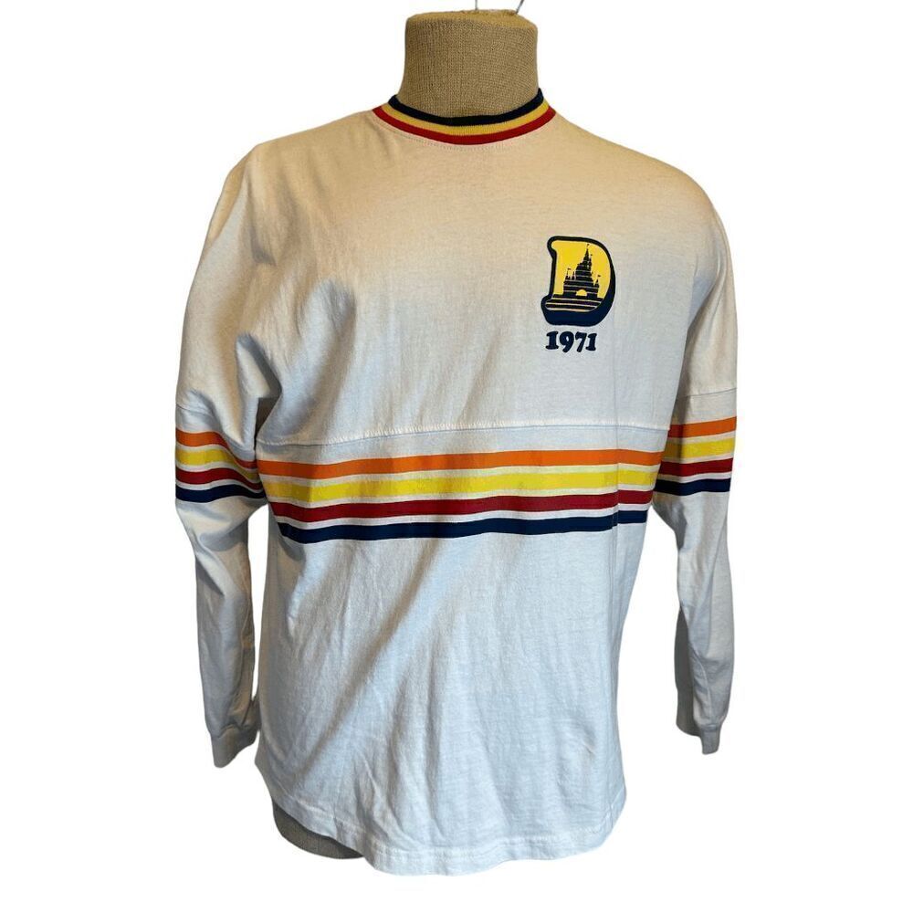 Disney Parks Spirit Jersey Walt Disney World logo 1971 Mid Chest Stripes and Lar